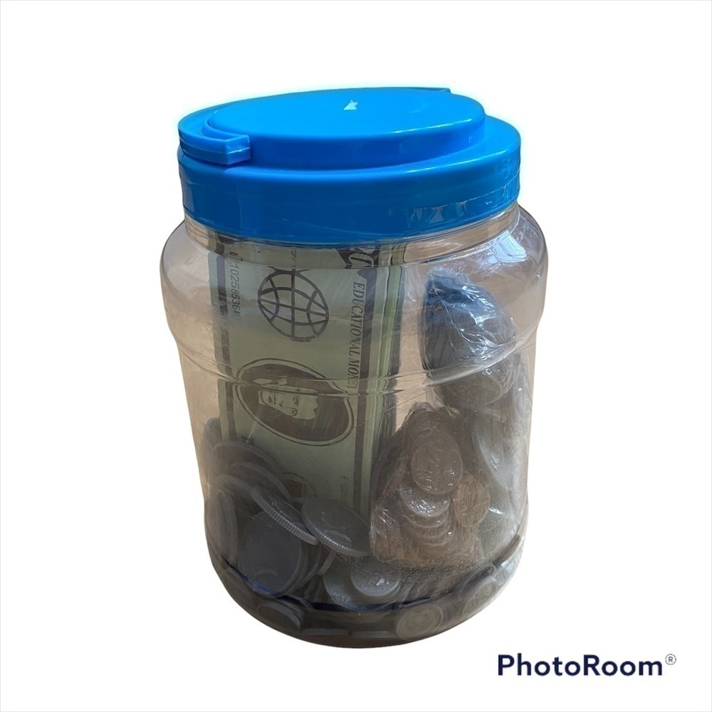 Play Money Container NEW Kids Toy Bills Coins Learning